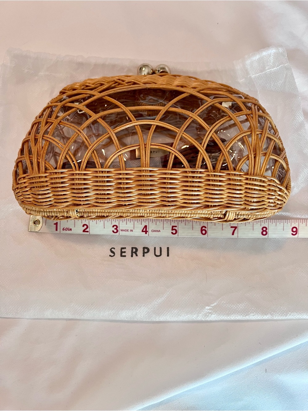 Serpui (Neiman Marcus) Camila Cutout Wicker Clutch Bag (never used!) - Picture 5 of 6